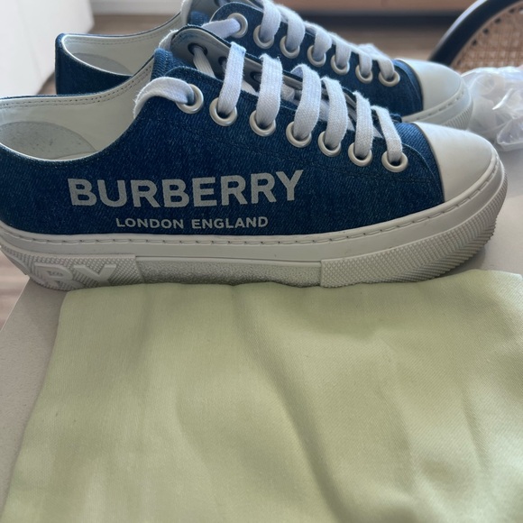 Burberry Blue Denim Sneakers - Picture 2 of 7